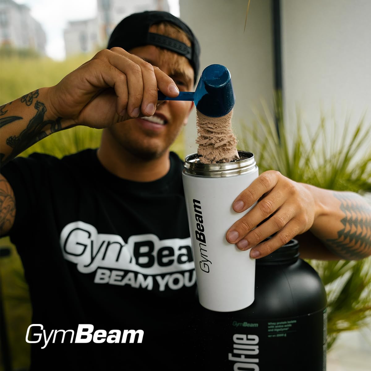 GymBeam Steel Shaker Proteine 750 ml Bianco Acciaio