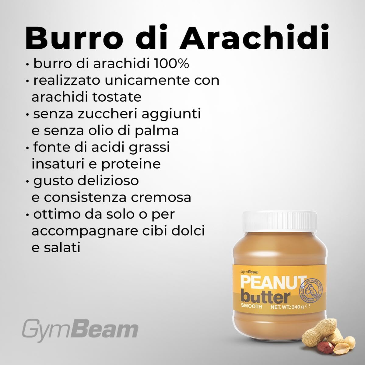 GymBeam Burro di Arachidi Cremoso 340 g proteico