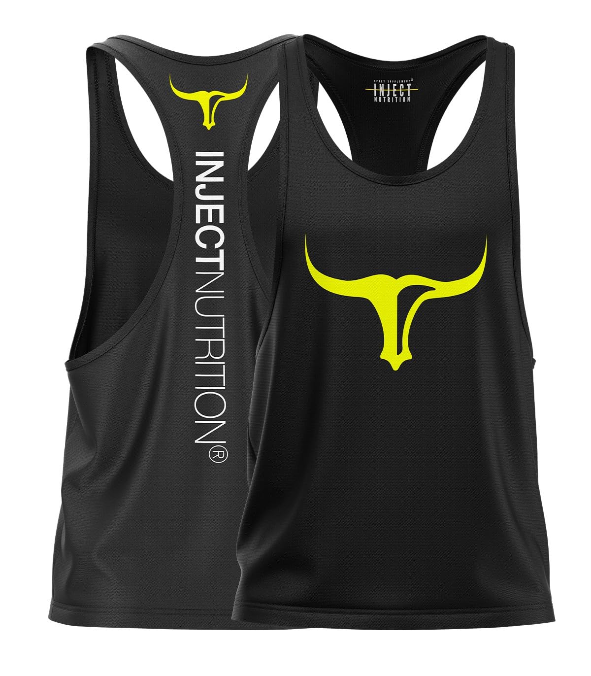 INJECT NUTRITION Black Tank Top Yellow Torus canotta nera unisex