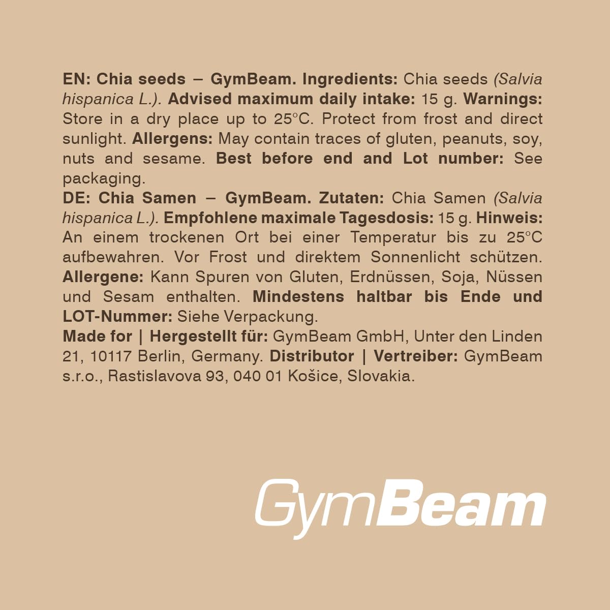 GymBeam Alimentazione Semi di Chia superfood 900g vegani