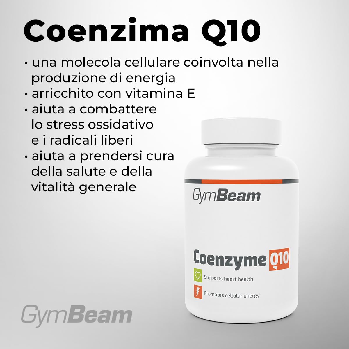 GymBeam Longevità Coenzima Q10 integratore 60 cps vitamina E
