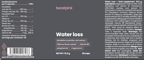 GymBeam Water Loss Drenante Donna 90 Capsule B6 Magnesio