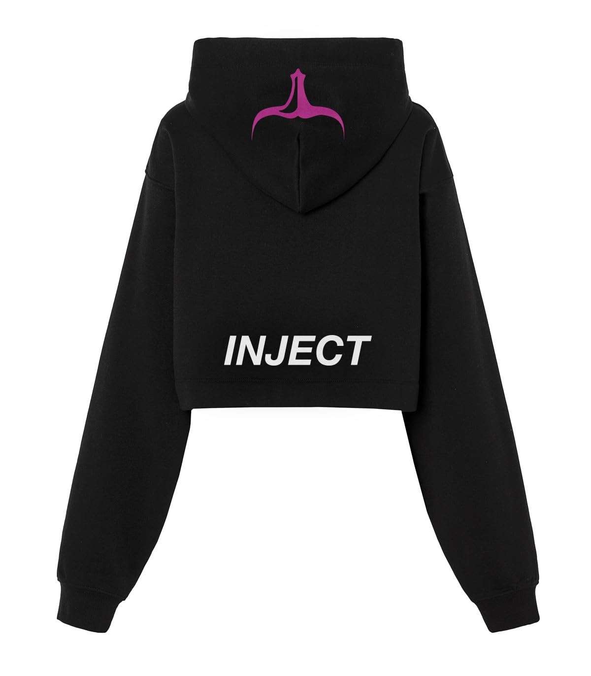 Inject Nutrition Felpe Donna Crop Oversize Felpa Nera Logo Rosa