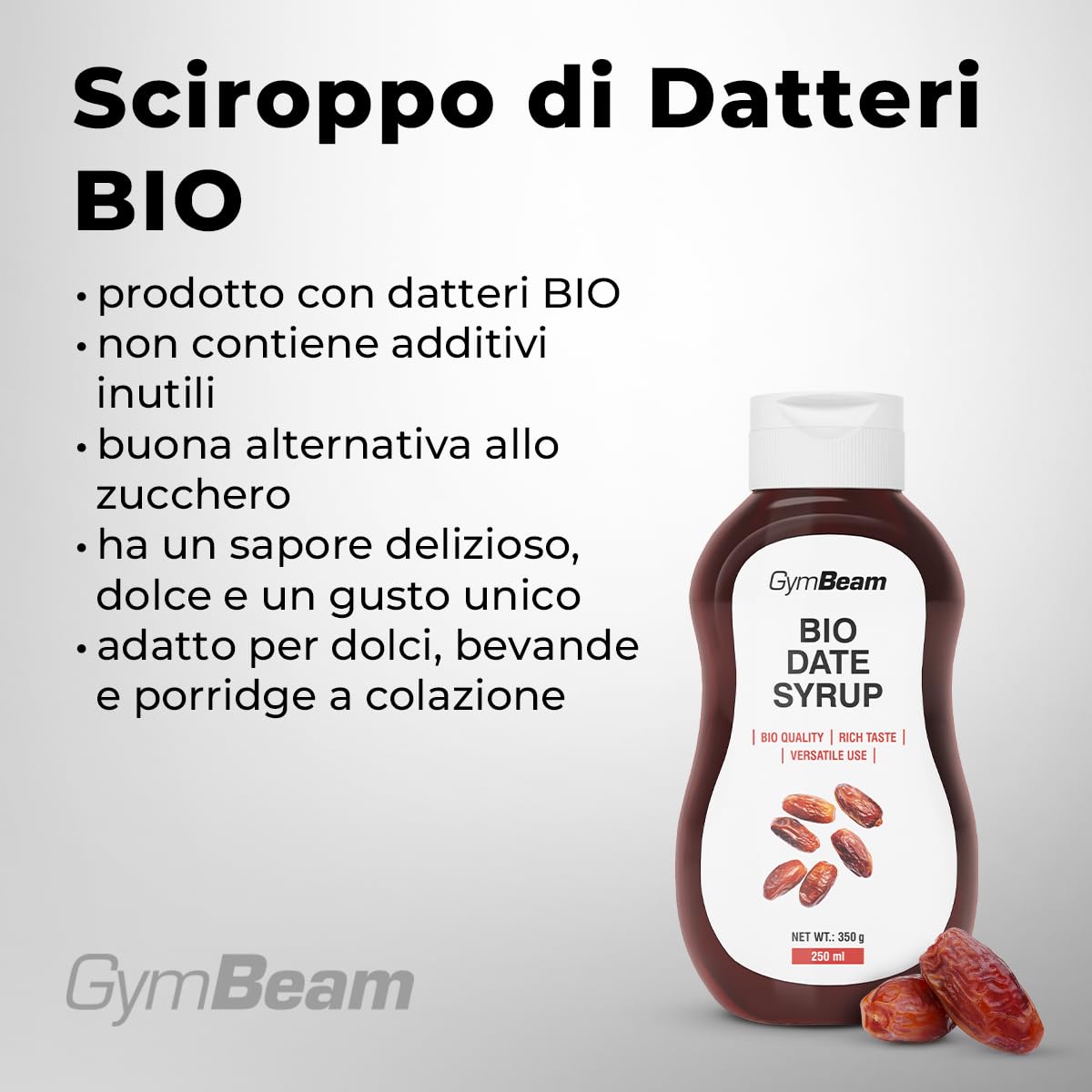 GymBeam Sciroppo di Datteri BIO 250 ml Dolcificante Naturale