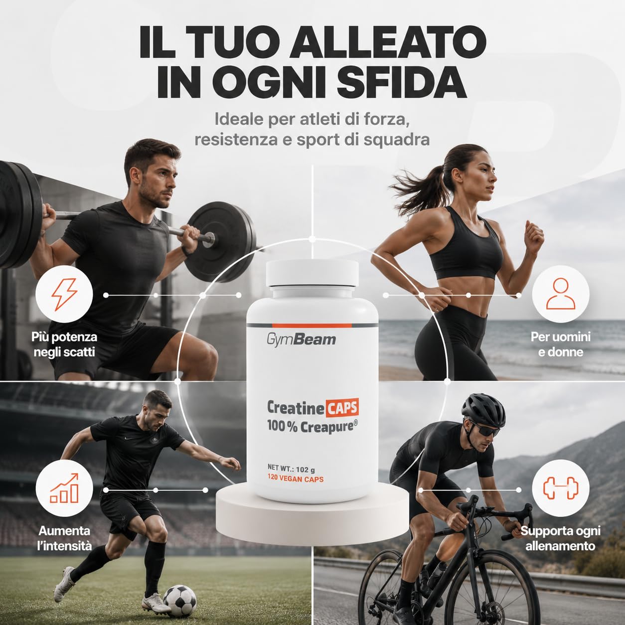 GymBeam Creatina Monoidrato Creapure Capsule prestazioni