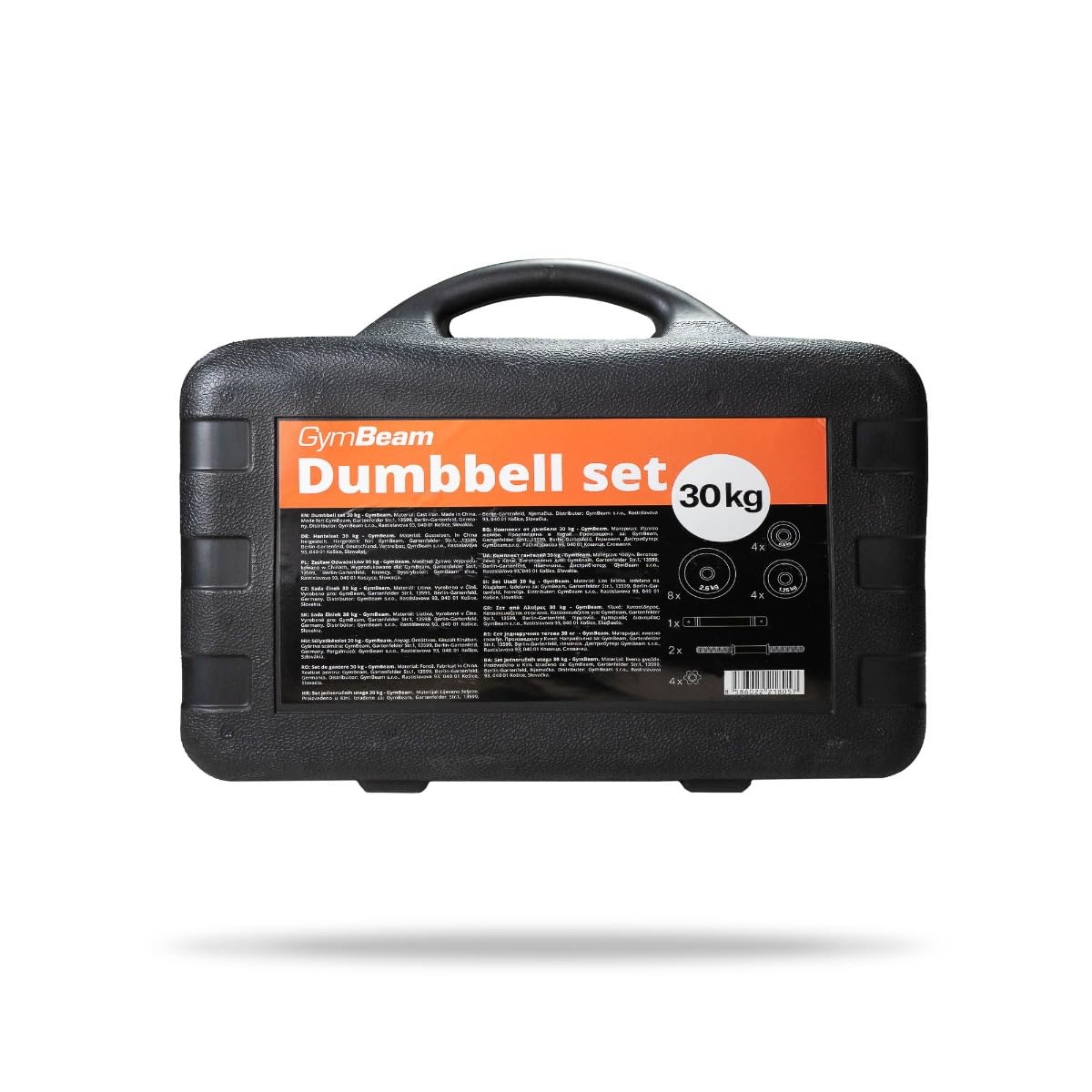 GymBeam Set Manubri 30 kg Ghisa Regolabili 16 Piastre Bilanciere