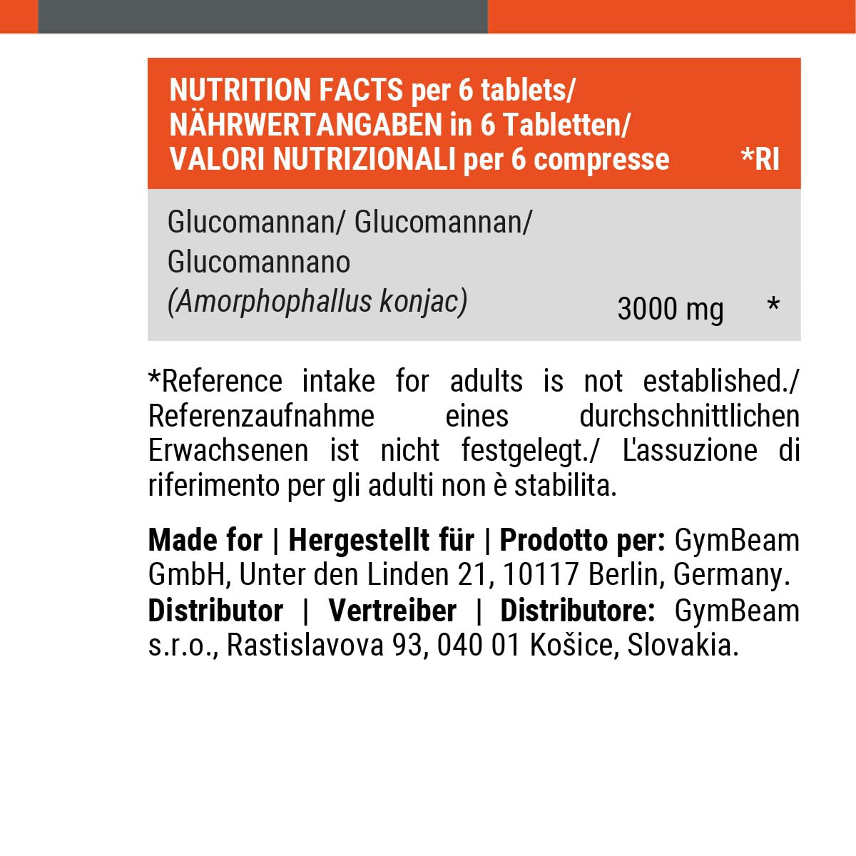 GymBeam Bruciagrassi Glucomannano 120 cpr integratore fibra sazietà