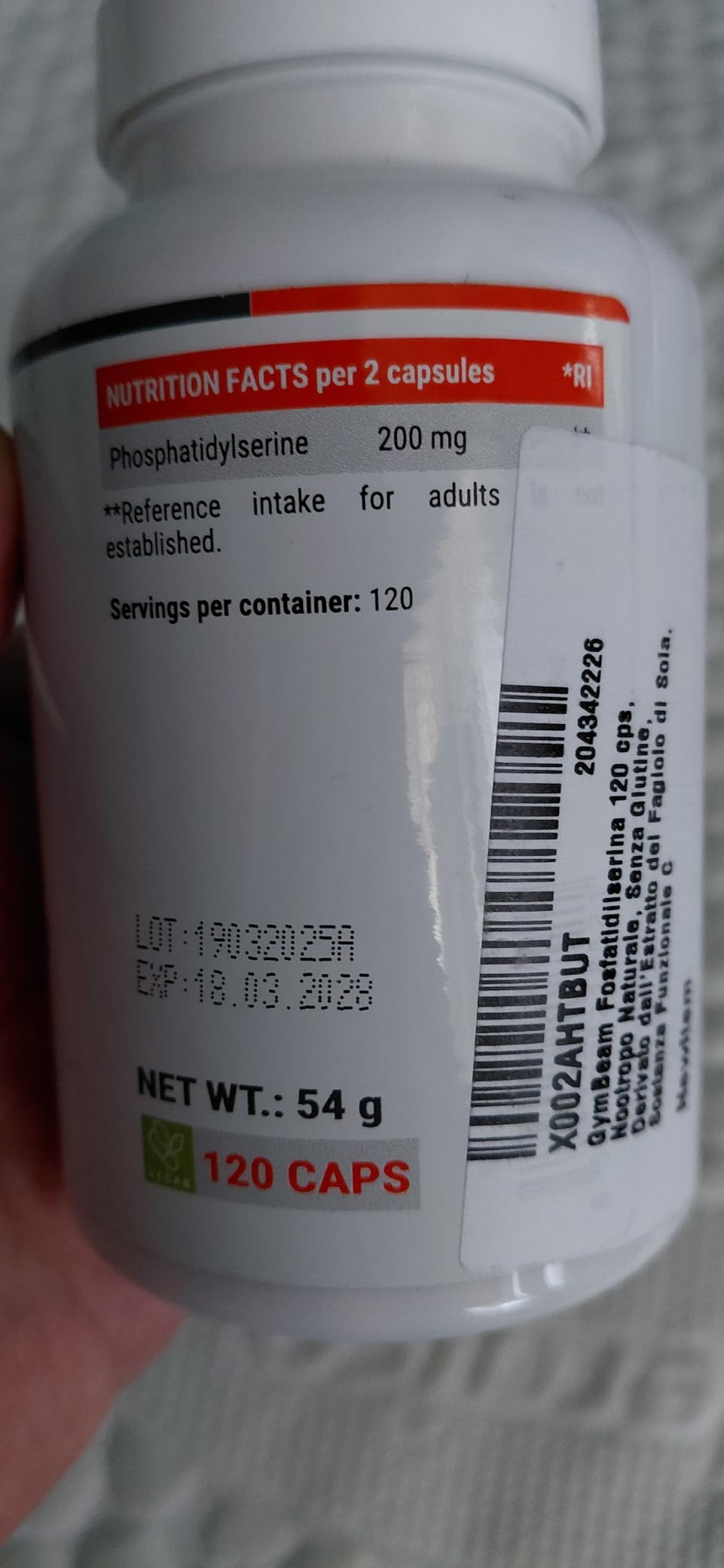 GymBeam Fosfatidilserina 200 mg capsule 120 pz memoria