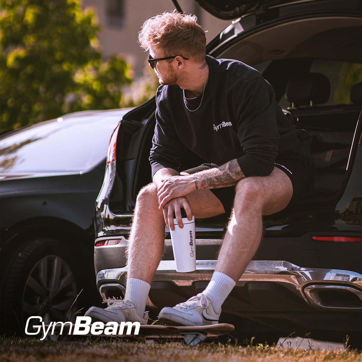 GymBeam Steel Shaker Proteine 750 ml Bianco Acciaio