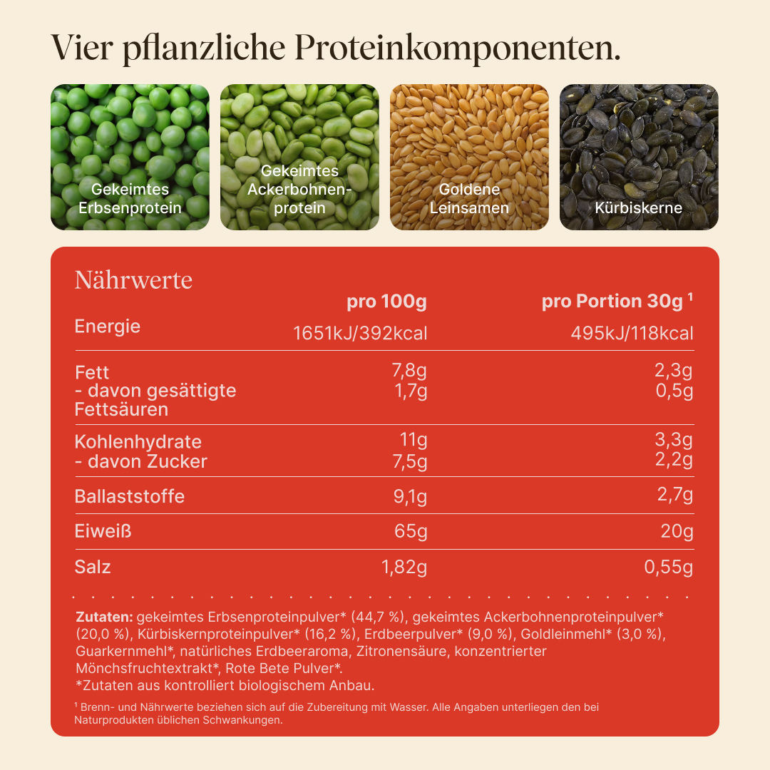 Vetain Vegan Protein Fragola proteine in polvere 540g BIO