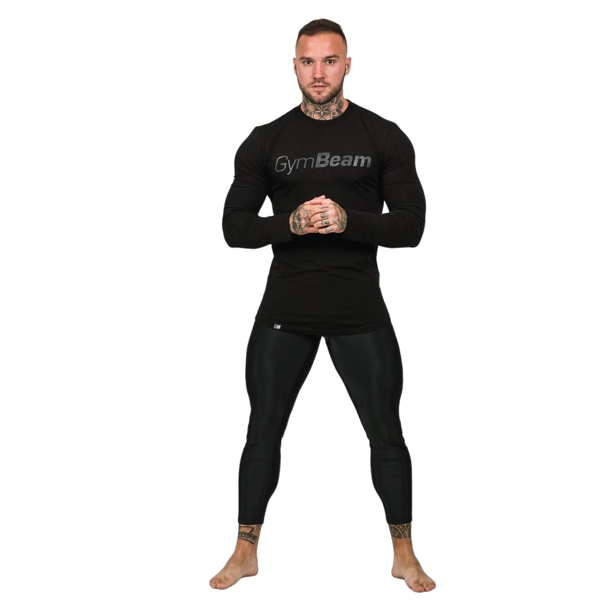 GymBeam Leggings a Compressione Uomo Collant Nero compressivi