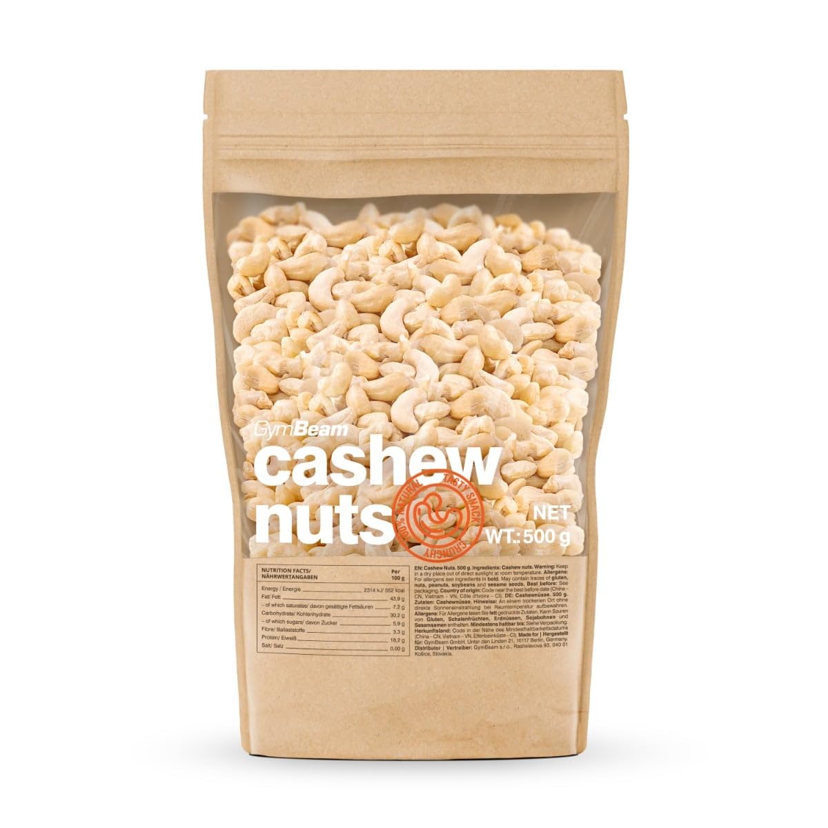 GymBeam Anacardi Frutta Secca Naturale Senza Sale 500g