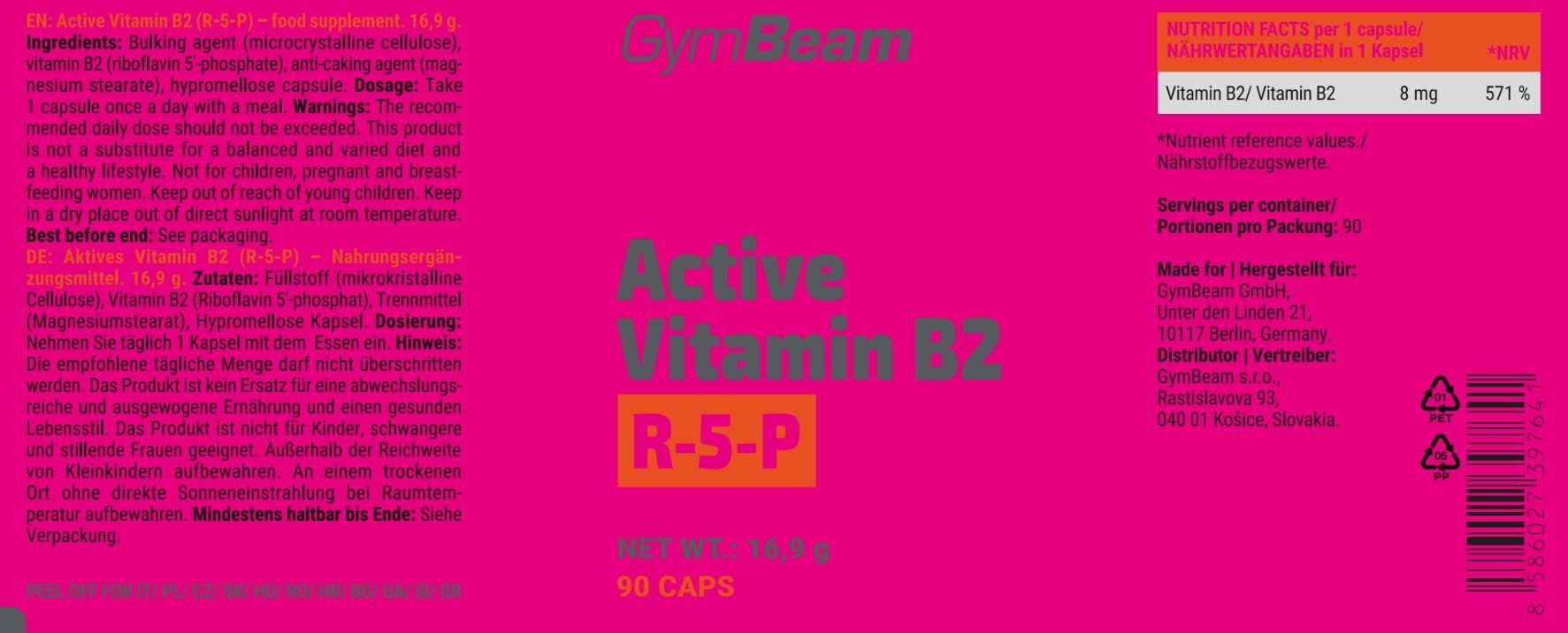 GymBeam Vitamina B2 Attiva R-5-P Capsule Vegane