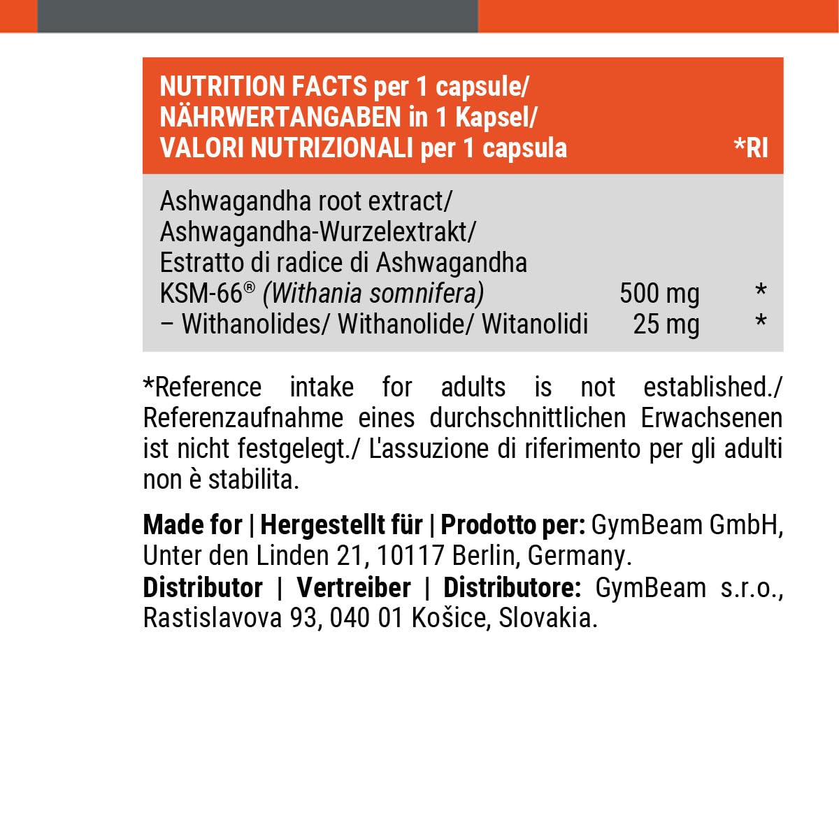 GymBeam Ashwagandha KSM-66 500 mg Capsule Stress