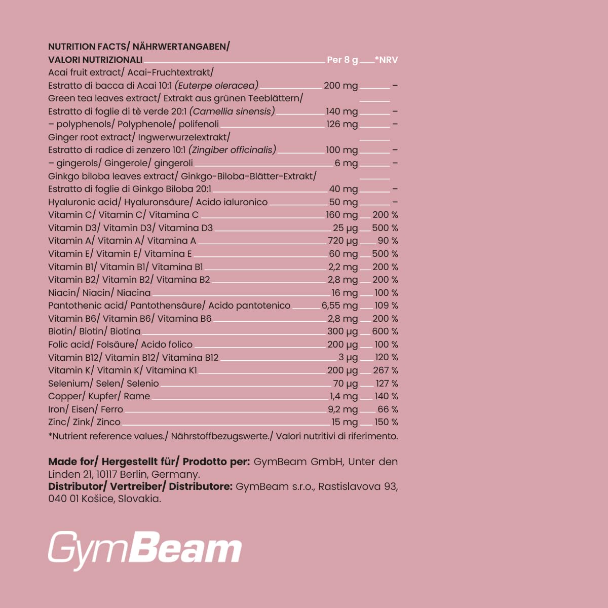 GymBeam Vita Pink Multivitaminico Donna 120 cps vitamine D K2