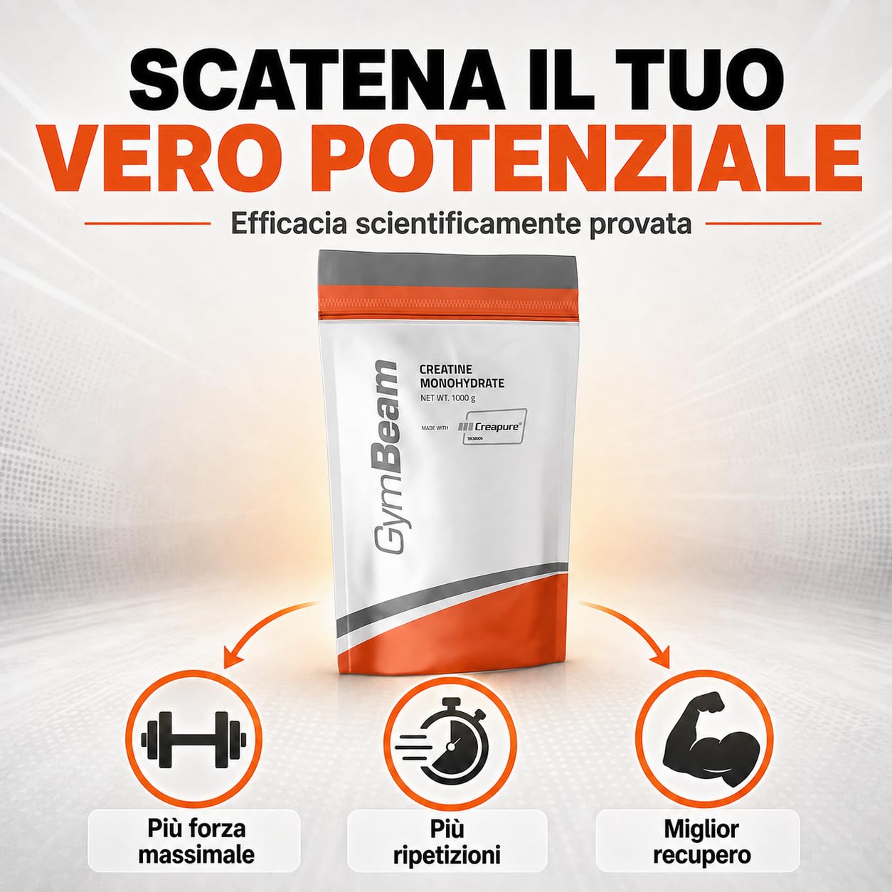 GymBeam Creatina Monoidrato Creapure 250g Non Aromatizzato