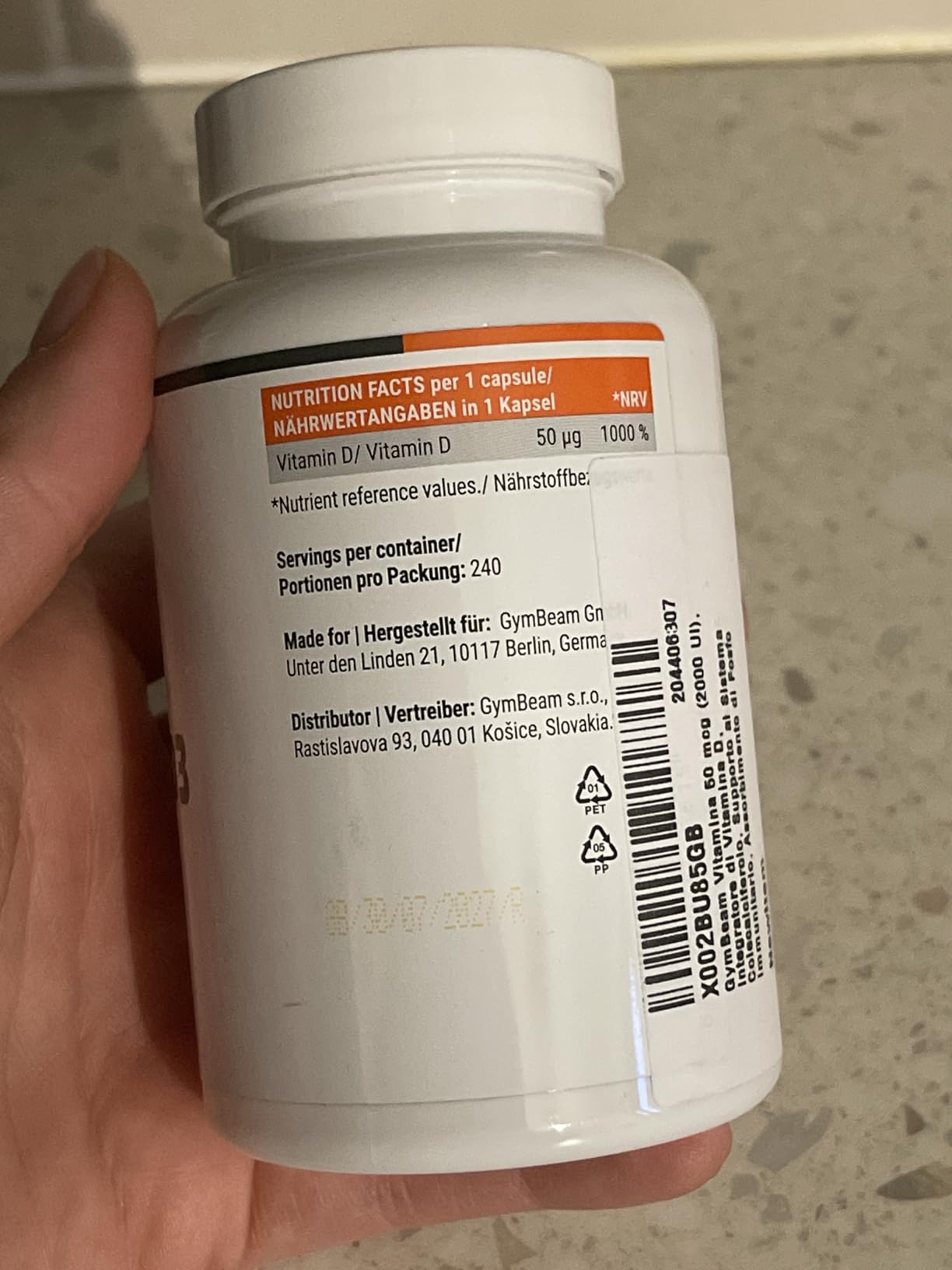 GymBeam Vitamina D3 2000 UI Capsule 60 cps ossa