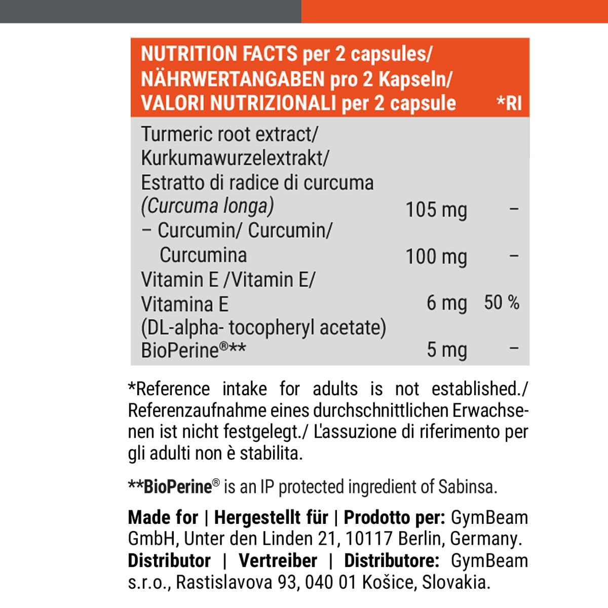 GymBeam Curcumina Vitamina E 90 Capsule Vegane