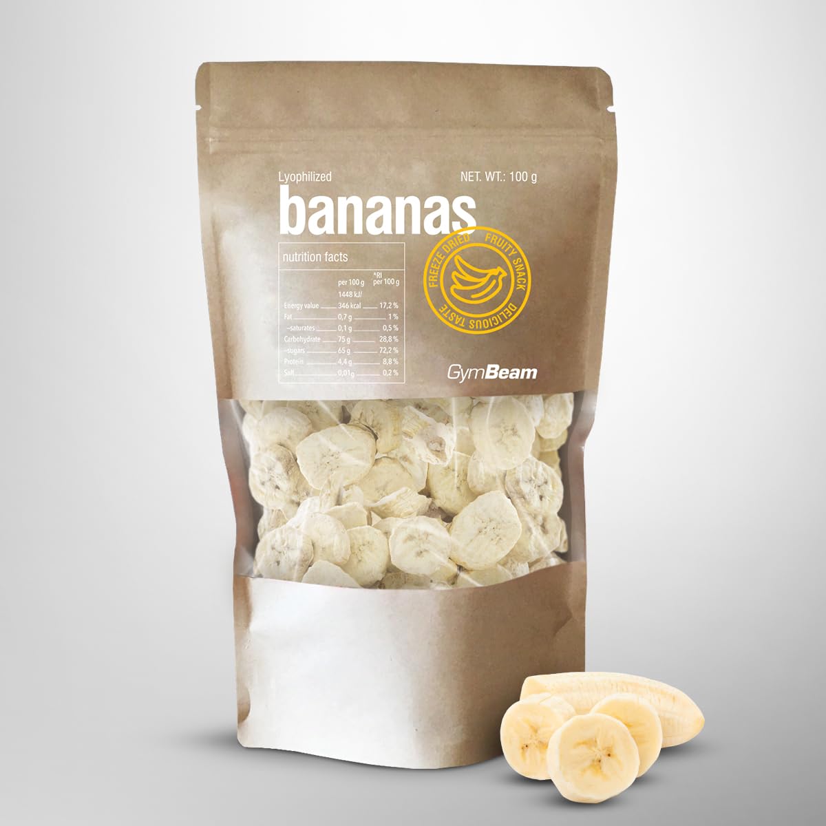 GymBeam Banane Liofilizzate 100g Snack Senza Additivi