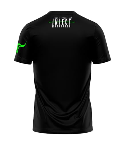 Inject Nutrition T-Shirt Torus maglietta cotone nero logo fluo 155 g/m²