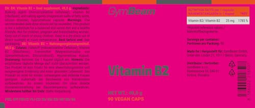 GymBeam Vitamina B2 Riboflavina 28mg 90 Capsule
