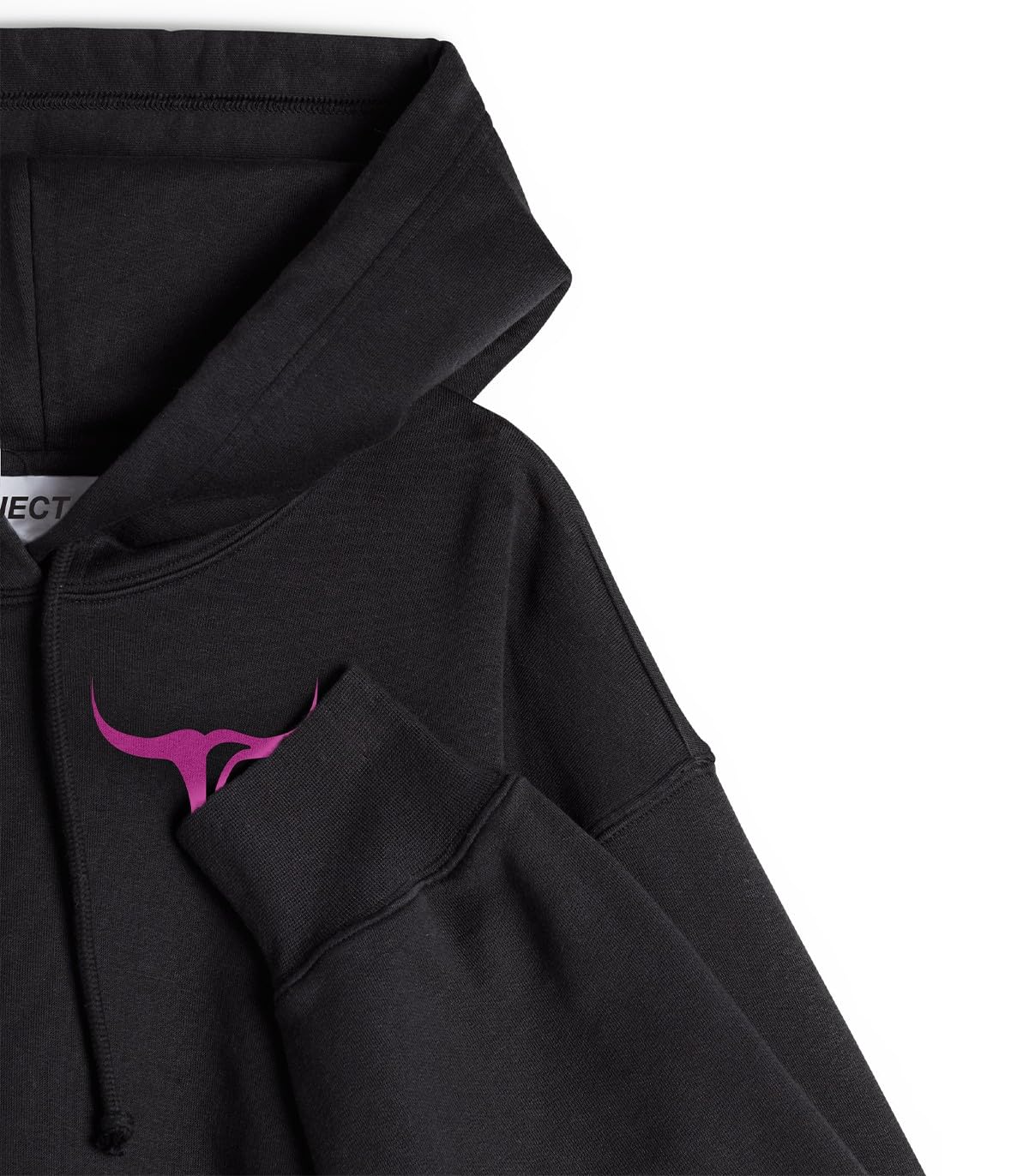 Inject Nutrition Felpe Donna Crop Oversize Felpa Nera Logo Rosa