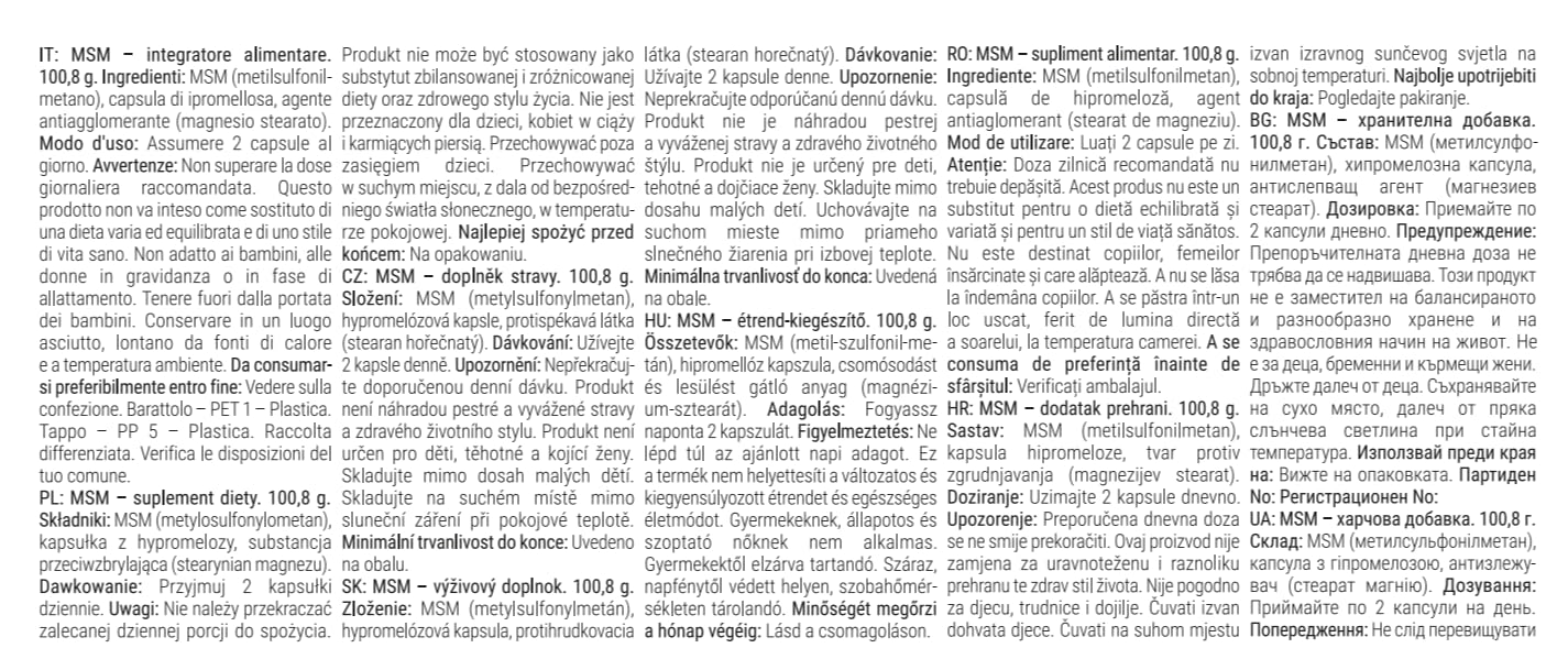 GymBeam Articolazioni MSM Integratore Capsule 120 pz Vegano