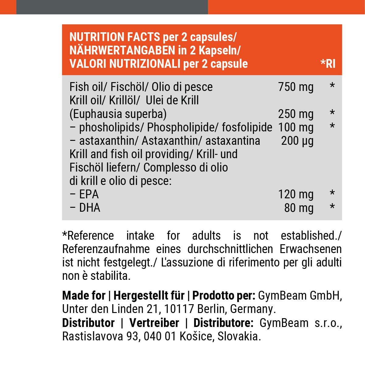GymBeam Olio Krill e Pesce Omega 3 90 capsule EPA DHA