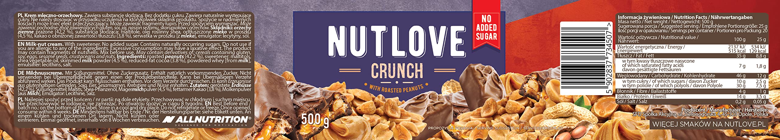 AllNutrition Nutlove Choco Crunch crema spalmabile 500g arachidi