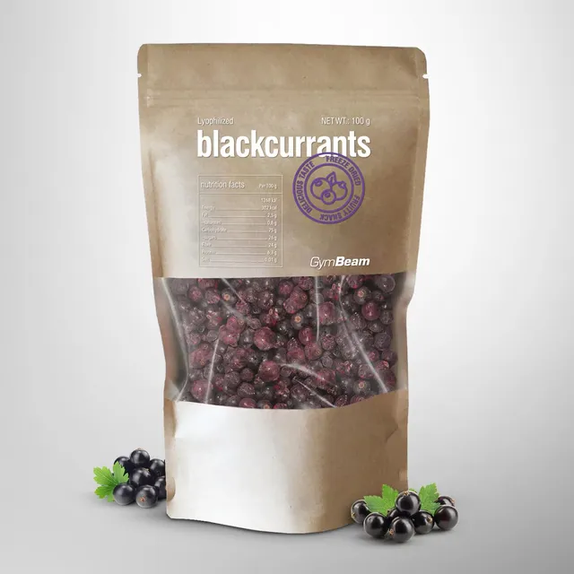 GymBeam Ribes Nero Liofilizzato Frutta Croccante 100g Senza Zucchero