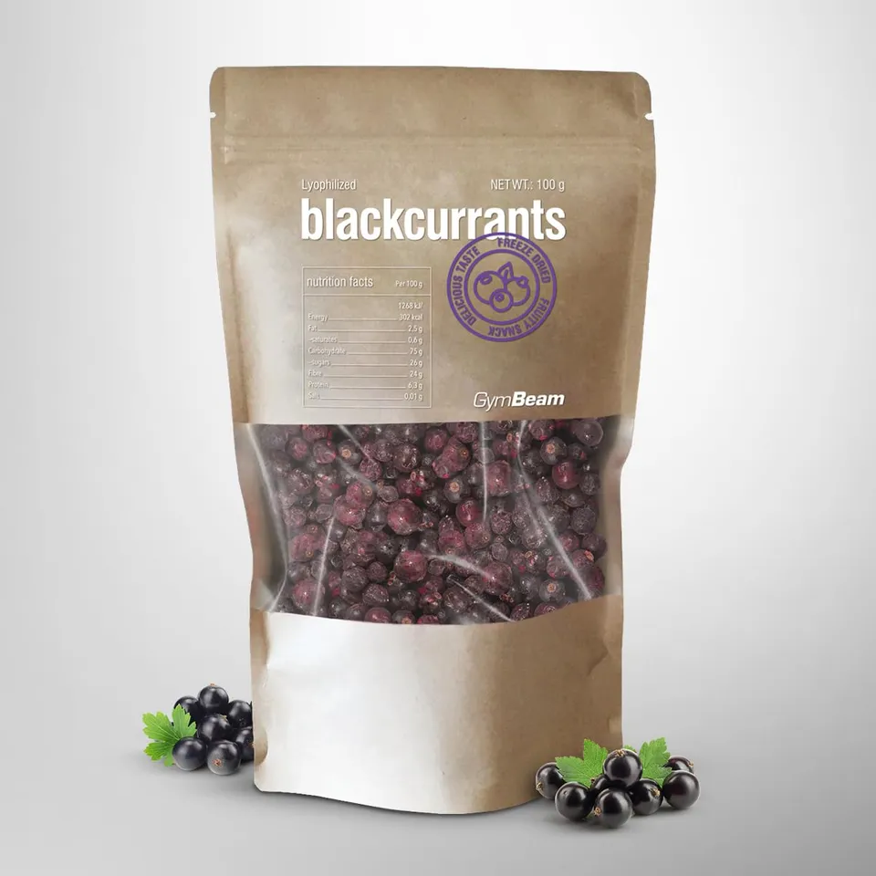 GymBeam Ribes Nero Liofilizzato Frutta Croccante 100g Senza Zucchero