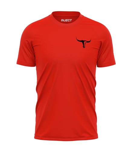 Inject Nutrition T-Shirt Raglan Maglietta Rossa Poliestere Palestra