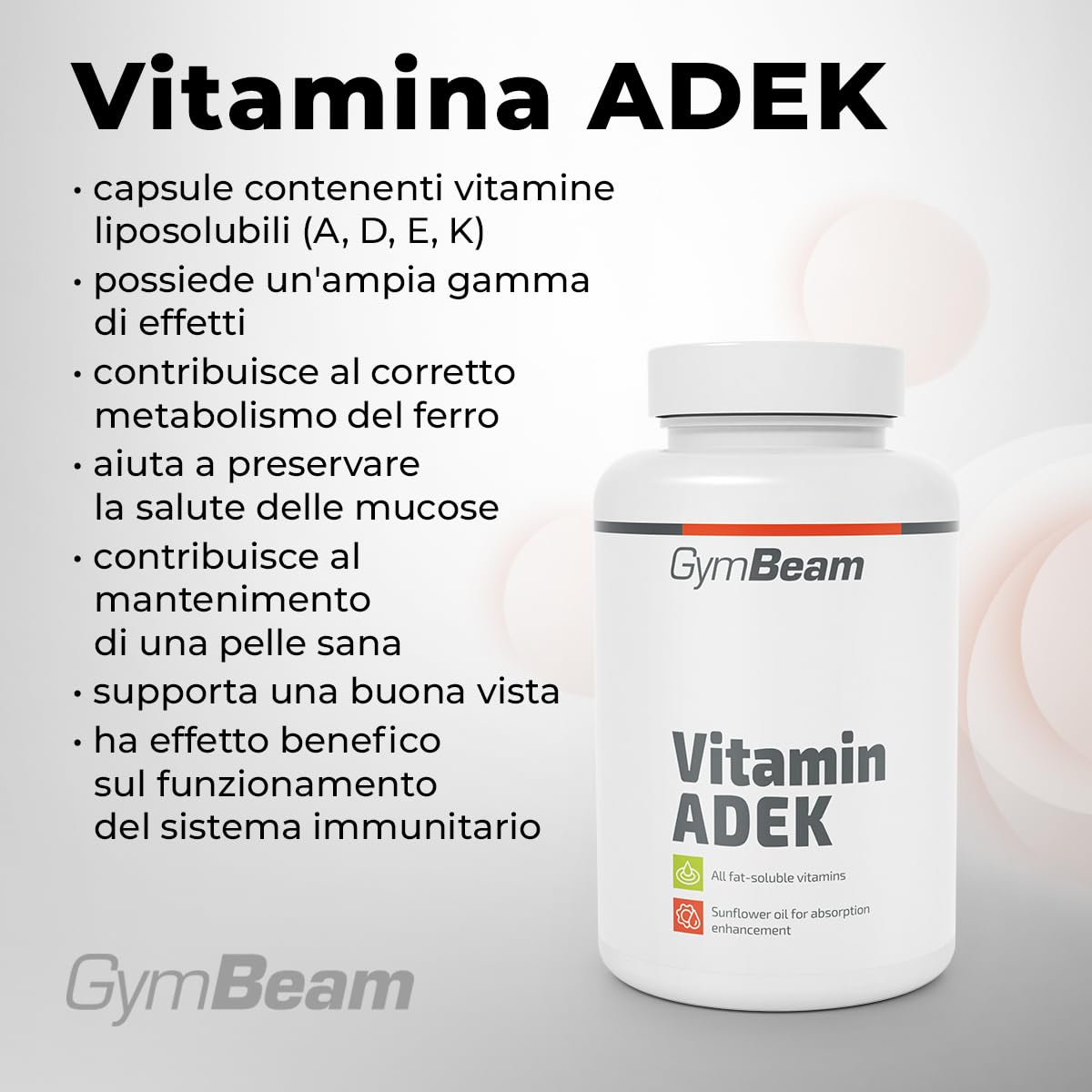 GymBeam Vitamine ADEK 90 Capsule Liposolubili A D E K