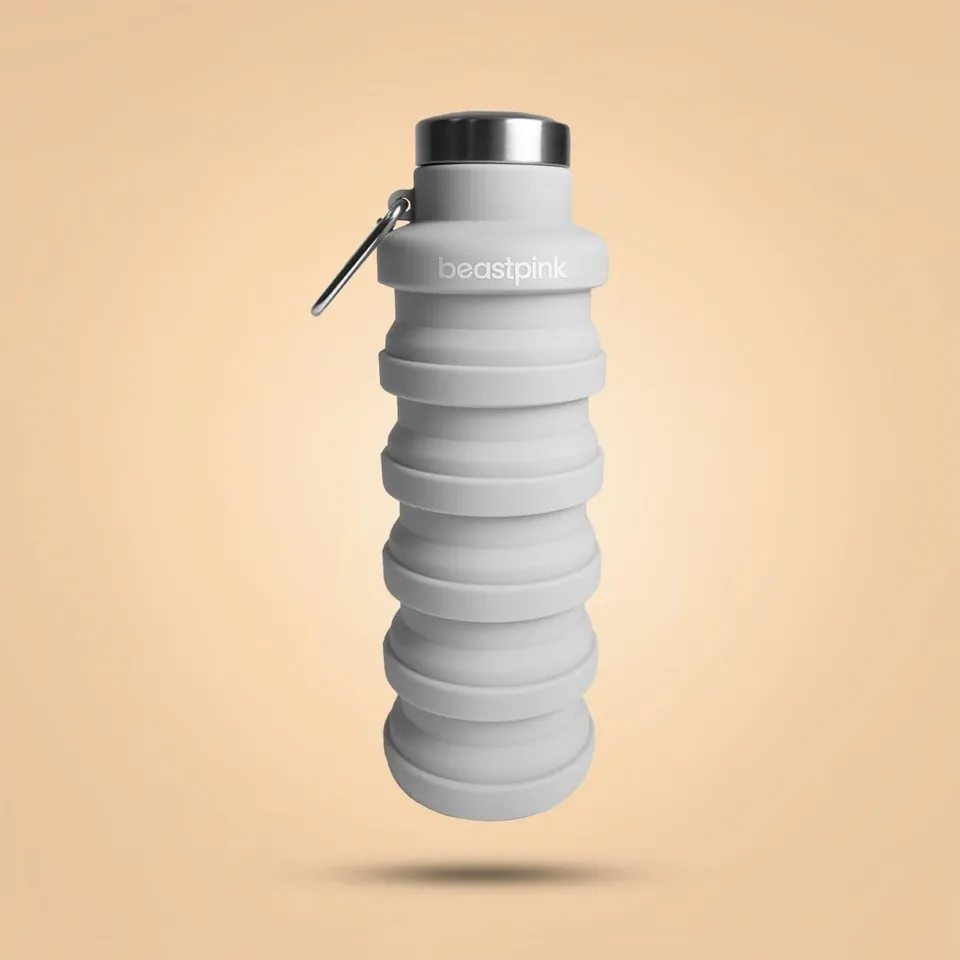 GymBeam Borraccia Pieghevole 500ml Silicone Grigia