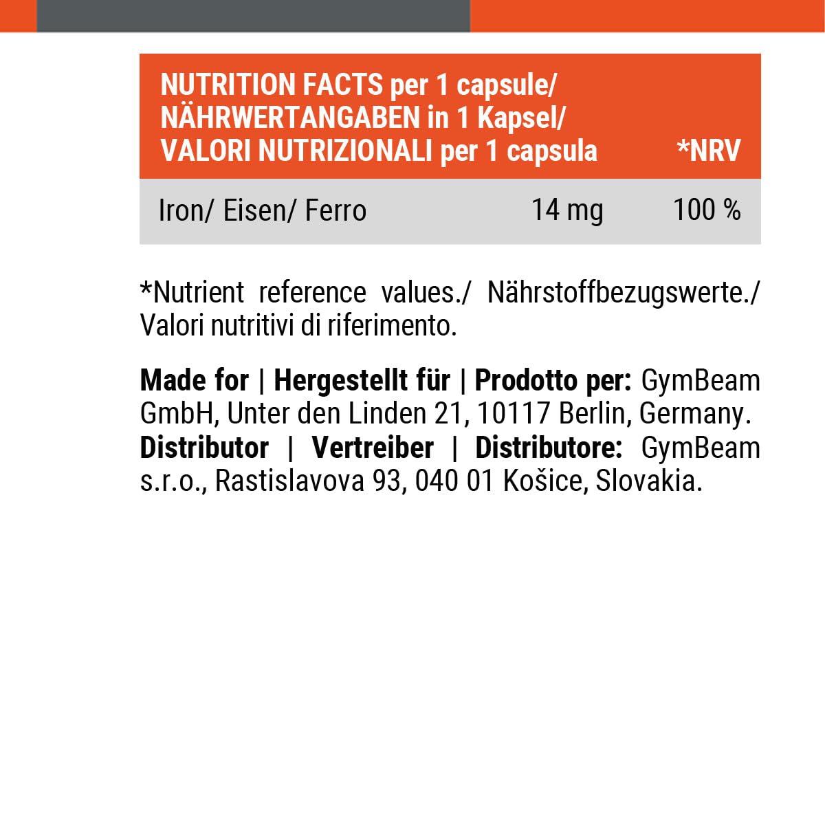 GymBeam Ferro Vegano Capsule Integratore Energia