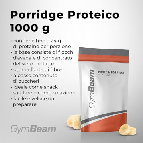 GymBeam Porridge Proteico Banana 1000 g con 24 g Proteine