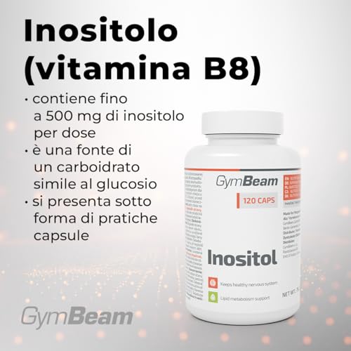 GymBeam Inositolo 500 mg Vitamina B8 120 Capsule Uso Giornaliero