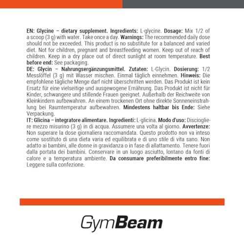 GymBeam Glicina Polvere 250 g Pura Zero Additivi