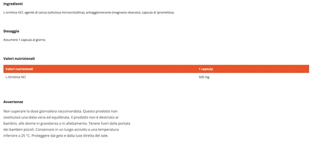 GymBeam L-Ornitina 500 mg 90 capsule integratore vegano atleti
