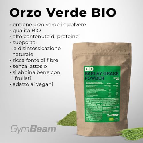 GymBeam Orzo Verde BIO Polvere 200 g Proteine e Fibre Vegano