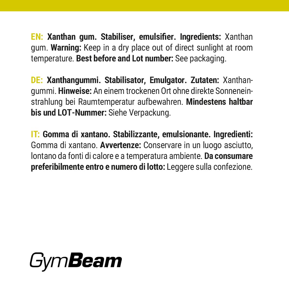 GymBeam Gomma di Xantano 100g 5 Pezzi Senza Glutine