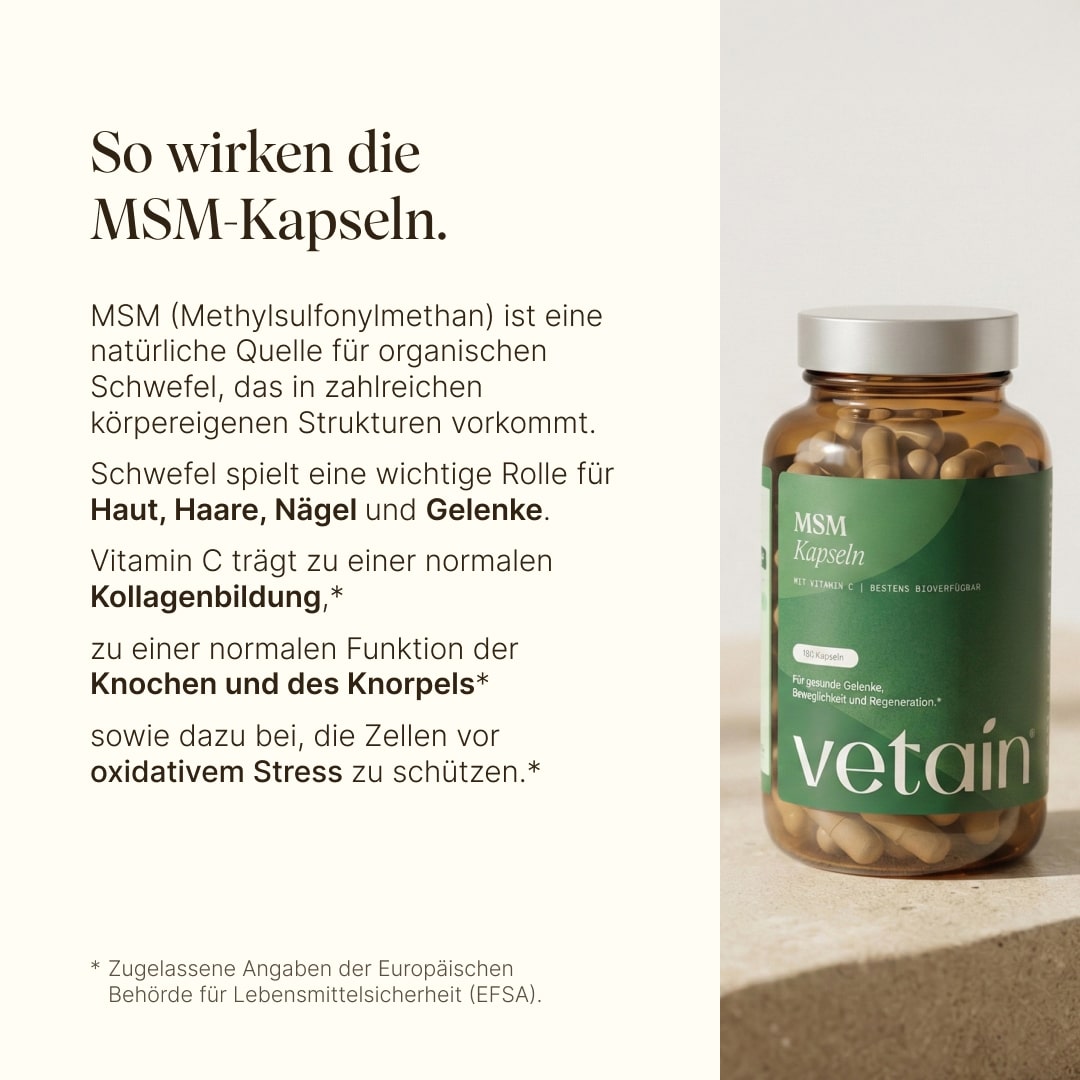 Vetain MSM Zolfo Organico Capsule Vitamina C 180 Pezzi