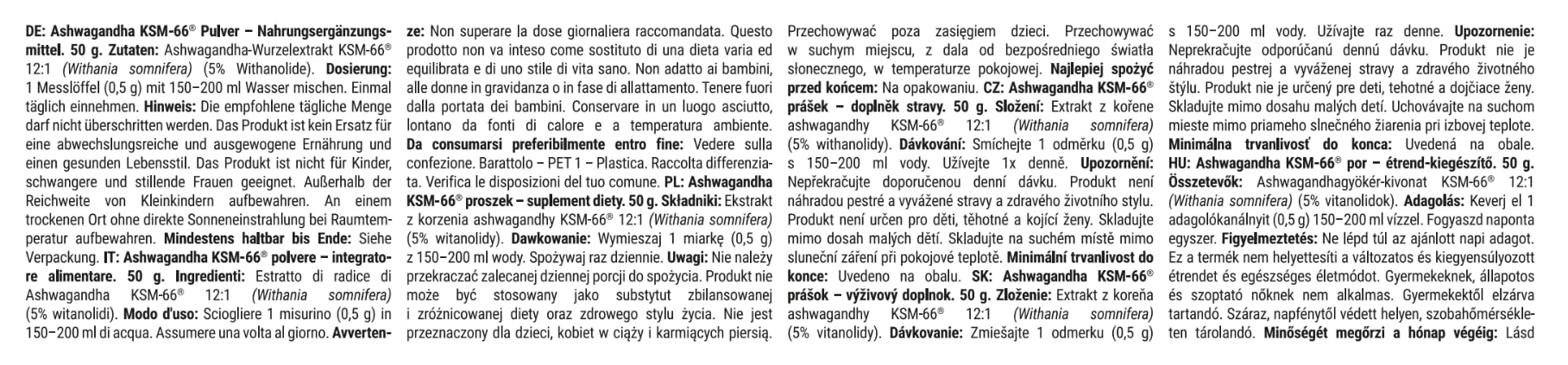 GymBeam Ashwagandha KSM-66 Polvere 50g Radice Stress Sonno