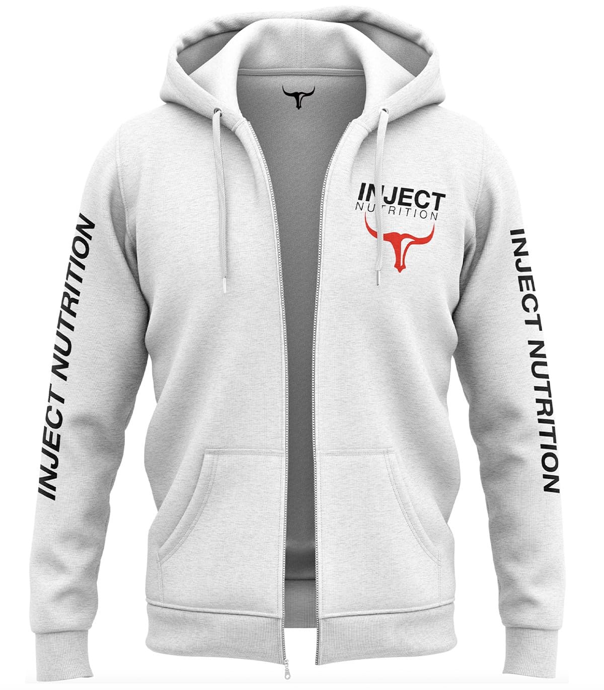 INJECT NUTRITION Felpe ZIP Felpa Cappuccio Zip Bianca Logo