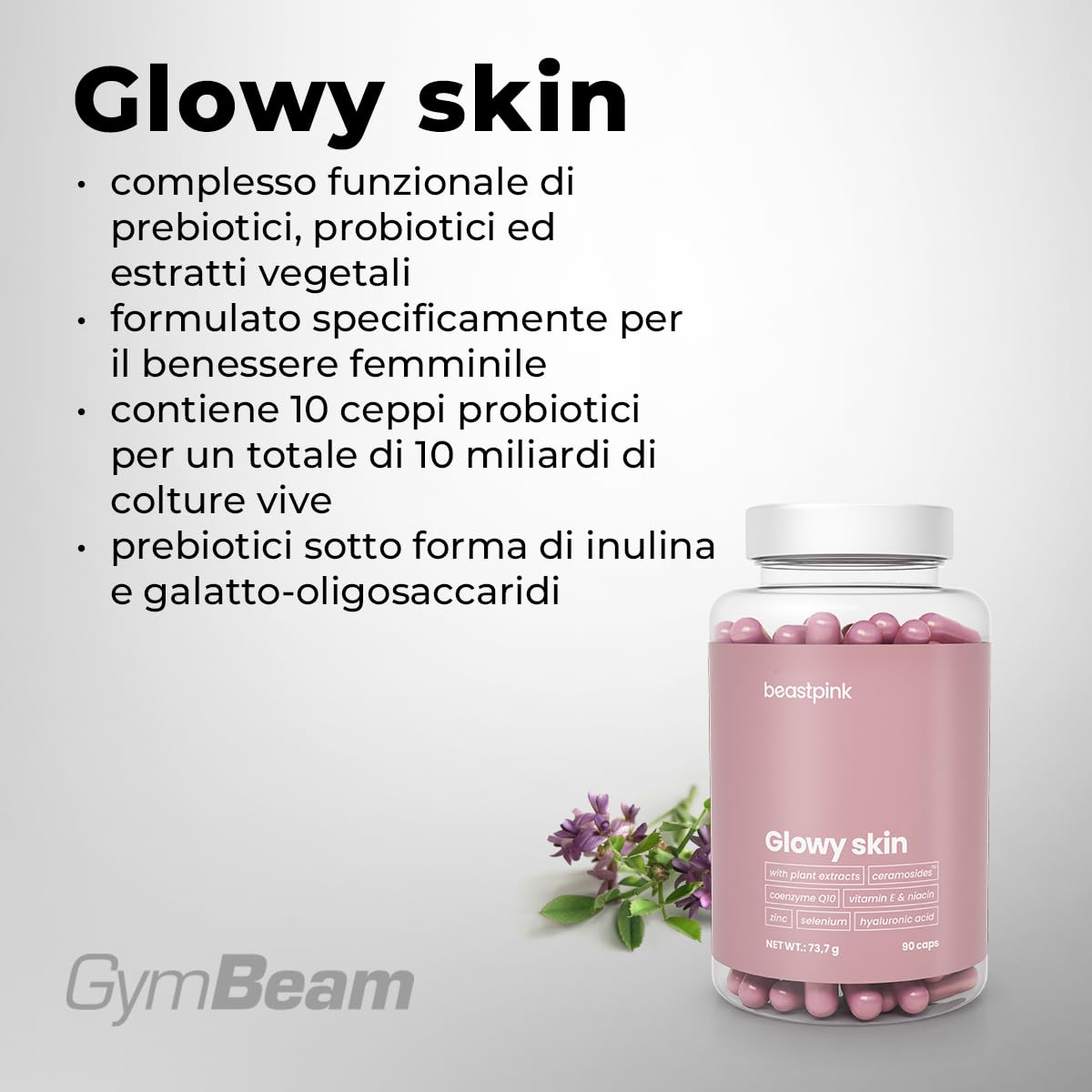 GymBeam Glowy Skin Integratore Pelle 90 Capsule Vitamina E