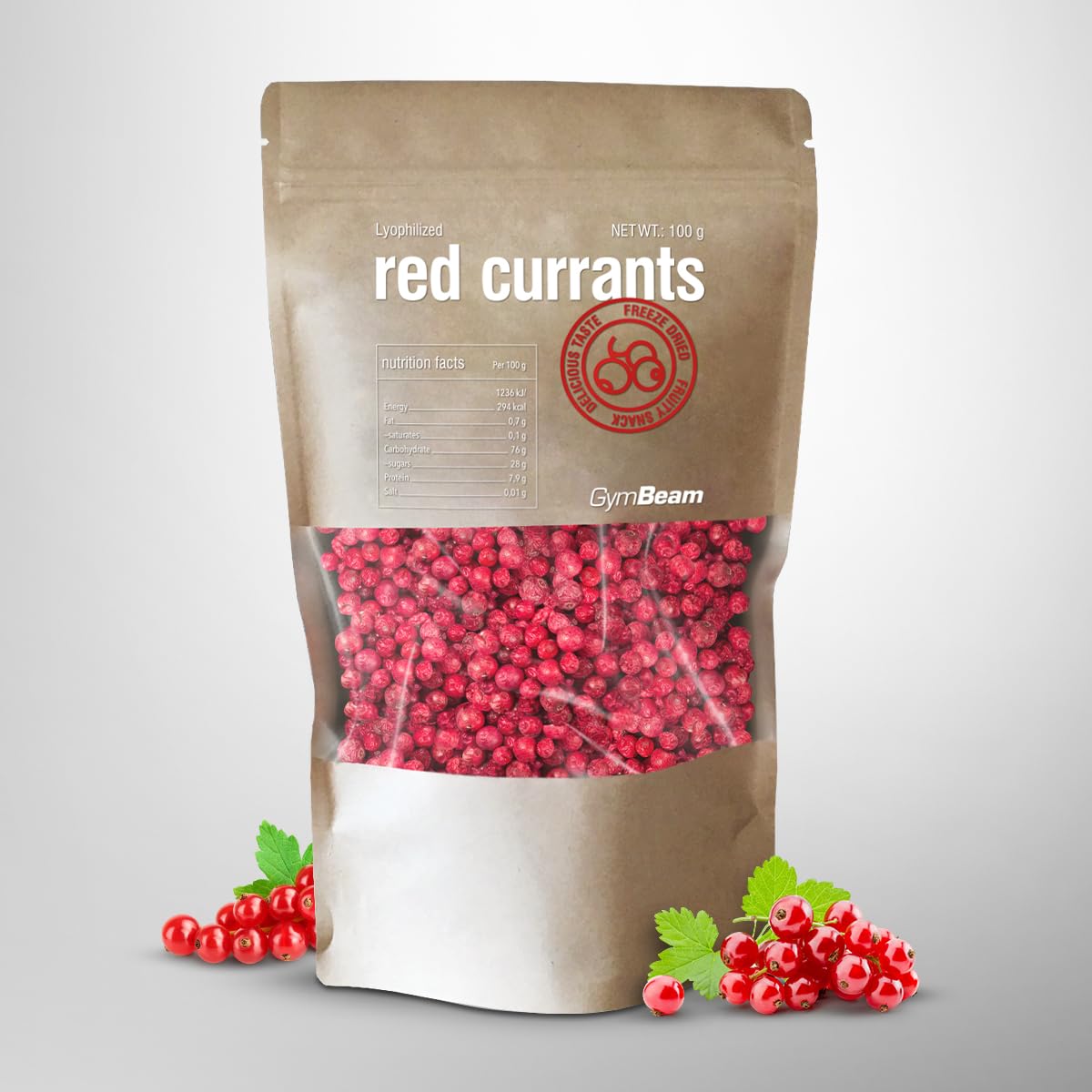 GymBeam Ribes Rosso Liofilizzato 100 g Frutta Bio Senza Zuccheri