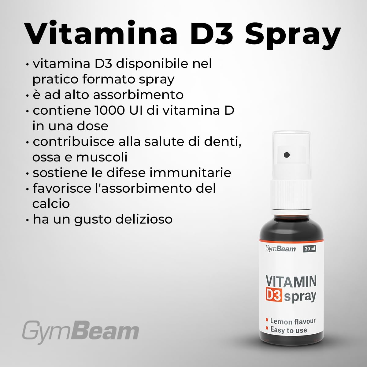 GymBeam Vitamina D3 Spray Integratore 30 ml Agrumi
