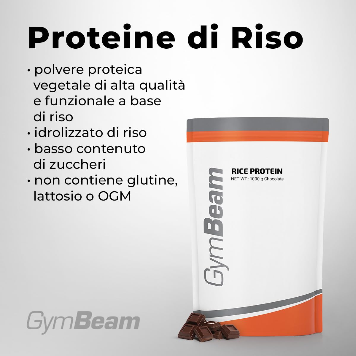 GymBeam Proteine di Riso Cioccolato 1000 g 79%