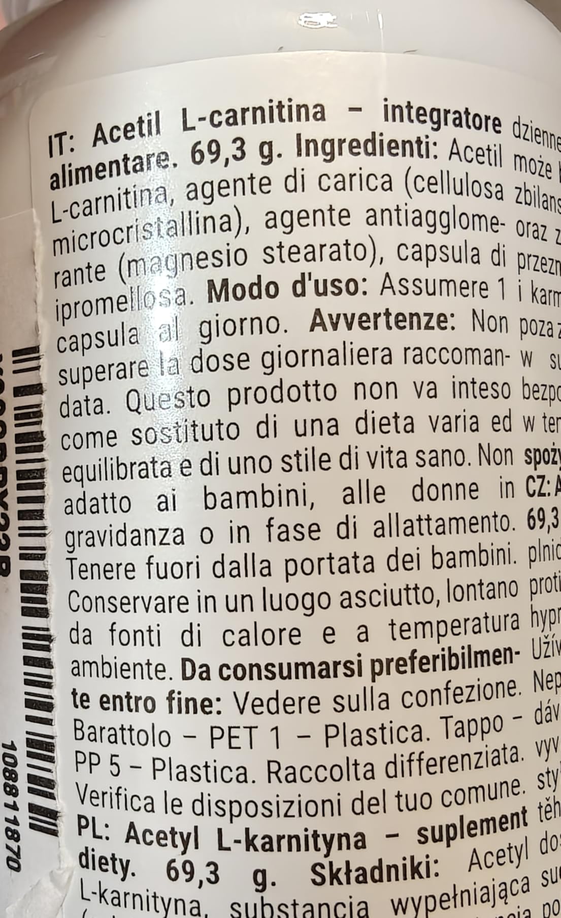 GymBeam Bruciagrassi Acetil L-Carnitina 500 mg Capsule Vegane