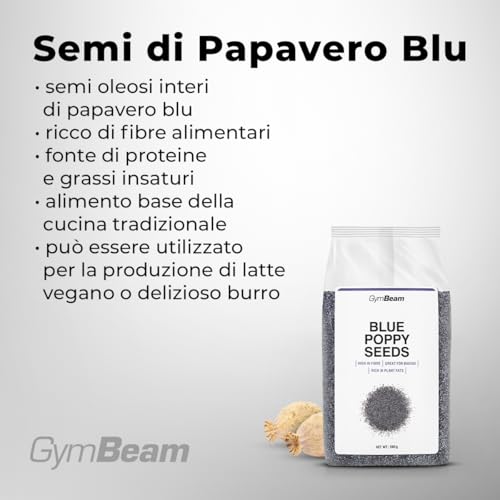 GymBeam Semi di Papavero Blu 500g Superfood Vegano Fibre